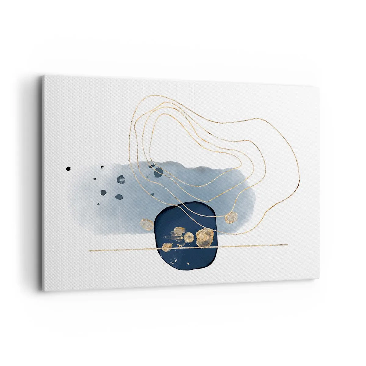 Cuadro sobre lienzo - Impresión de Imagen - Abstracción en tonos azules y dorados. - 120x80cm - Fantasía azul y oro - Decoración de pared moderna para salón y dormitorio ARTTOR