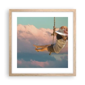 Póster en marco roble claro - Jugando en las nubes - 40x40 cm