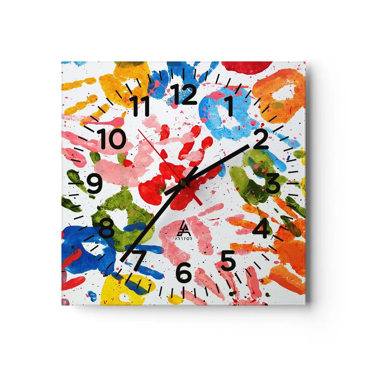 Reloj de pared - Reloj de vidrio - Juego de manos - 40x40 cm