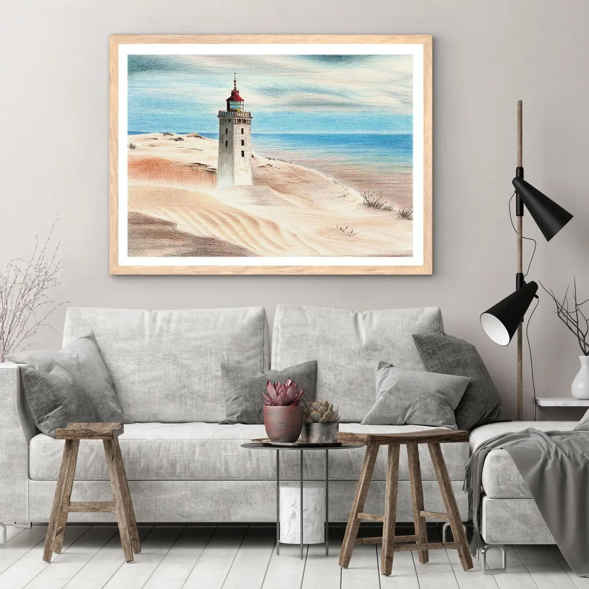 Póster en marco roble claro - Siempre mirando al mar - 100x70 cm