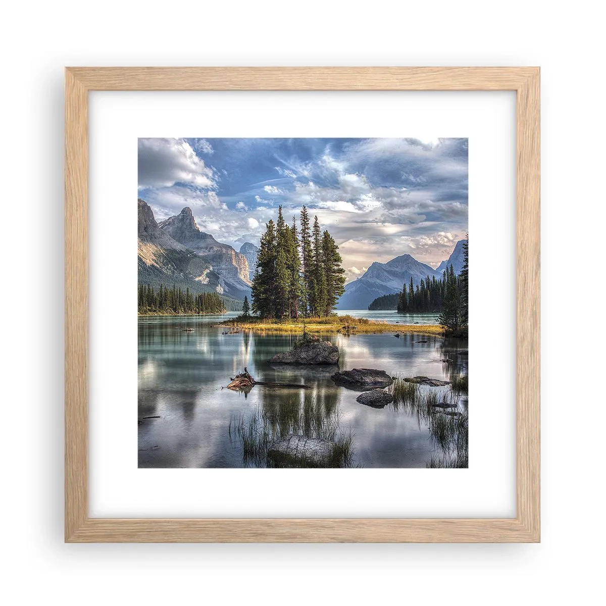 Póster en marco roble claro - Sobre el agua cristalina... - 30x30 cm