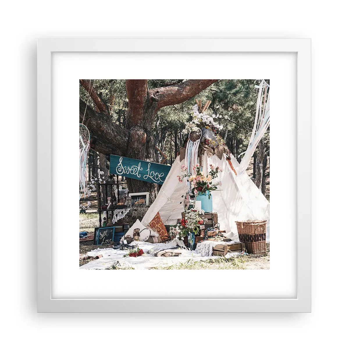 Póster en marco blanco - Amor exótico - 30x30 cm