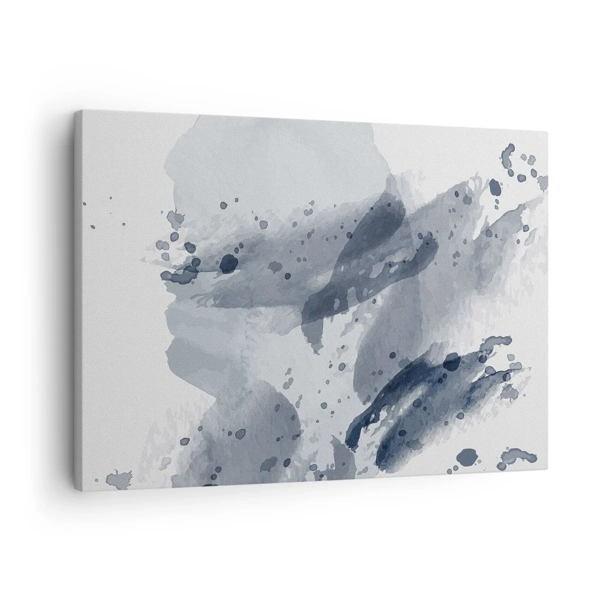 Cuadro sobre lienzo - Impresión de Imagen - Manchas abstractas en tonos azules sobre un fondo claro - 70x50cm - Un estudio sobre la naturaleza del agua - Decoración de pared moderna para salón y dormitorio ARTTOR