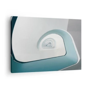Cuadro sobre lienzo - Impresión de Imagen - Arquitectura minimalista con líneas redondeadas. - 70x50cm - Espiral del río azul - Decoración de pared moderna para salón y dormitorio ARTTOR