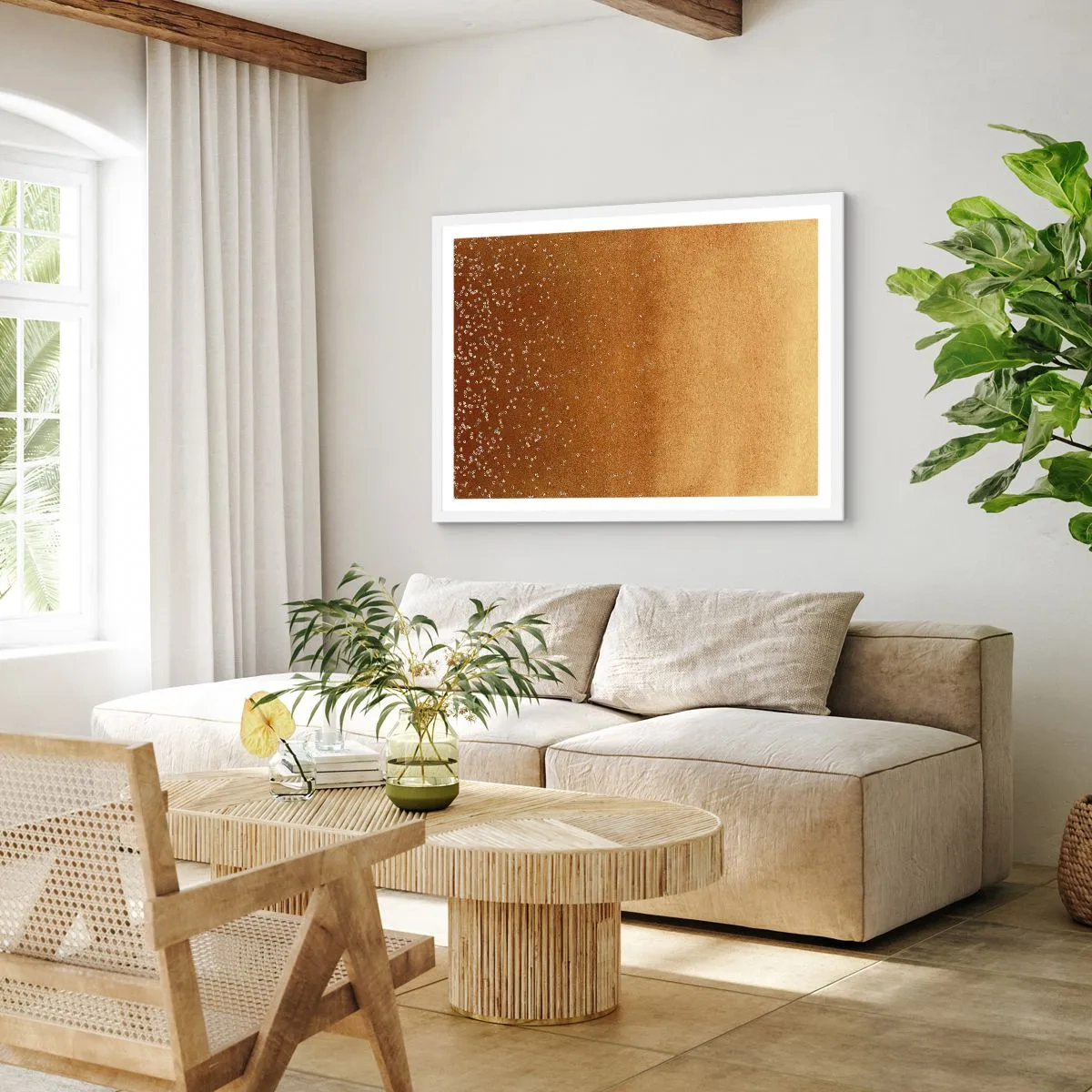 Póster en marco blanco - Nacimiento de la luz - 100x70 cm