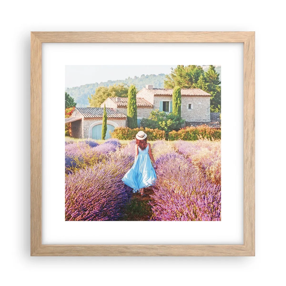 Póster en marco roble claro - La chica de la lavanda - 30x30 cm