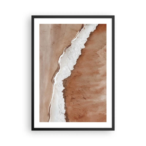 Póster en marco negro - Textura abstracta en tonos marrones y blancos. - 50x70cm - En colores terrosos - Decoración de pared moderna para salón y dormitorio ARTTOR