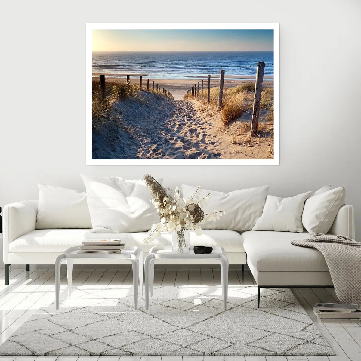 Póster - El sonido del mar, el canto de los pájaros, una playa virgen entre las dunas... - 50x40 cm