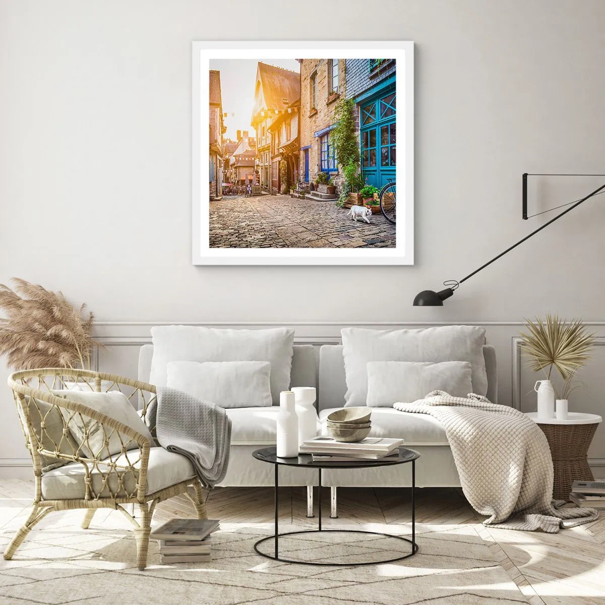 Póster en marco blanco - El fantasma blanco de la ciudad - 60x60 cm