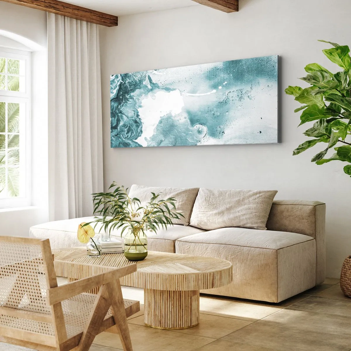 Cuadro sobre lienzo - Impresión de Imagen - Remansos de azul - 90x30 cm