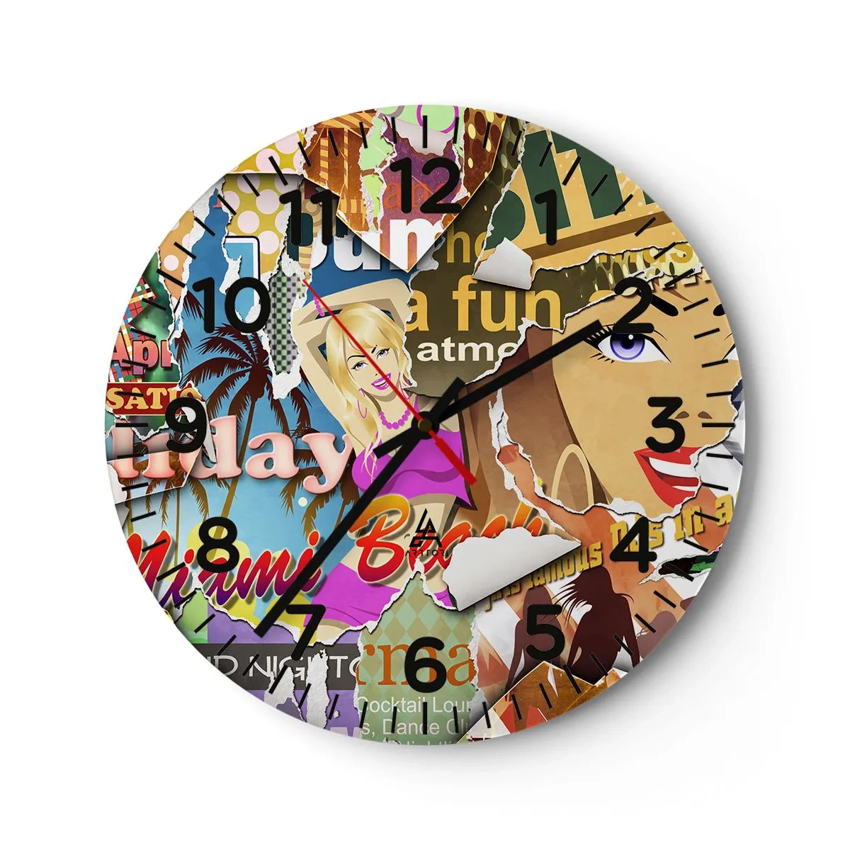 Reloj de pared - Reloj de vidrio - Recuerdos de las vacaciones - 40x40 cm