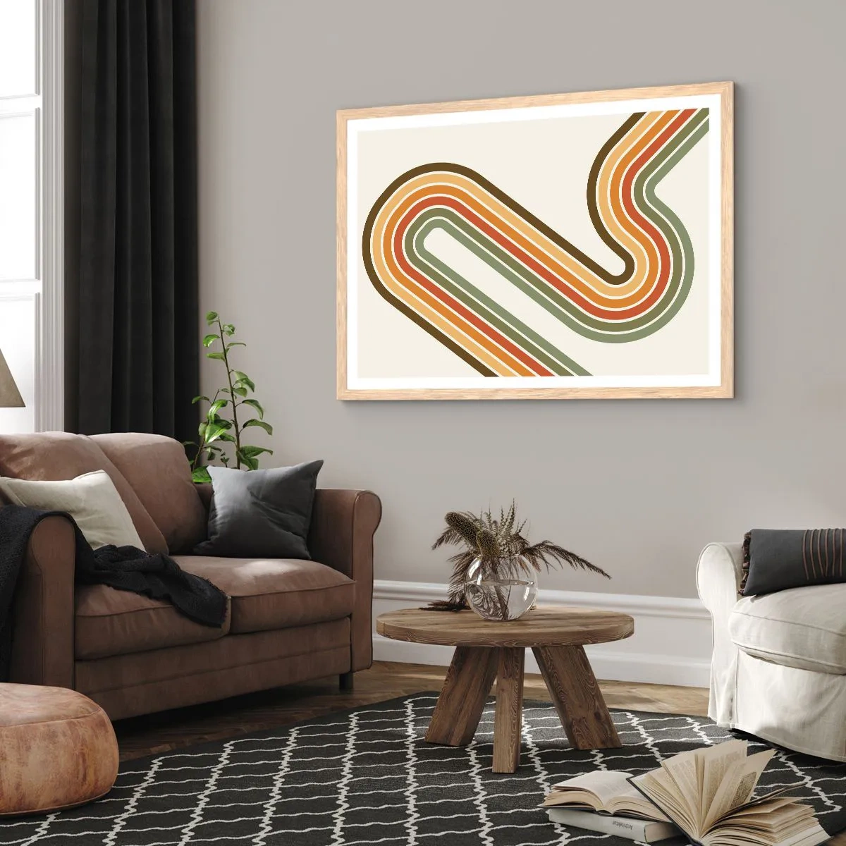 Póster en marco roble claro - Zigzagueando hasta su destino - 100x70 cm
