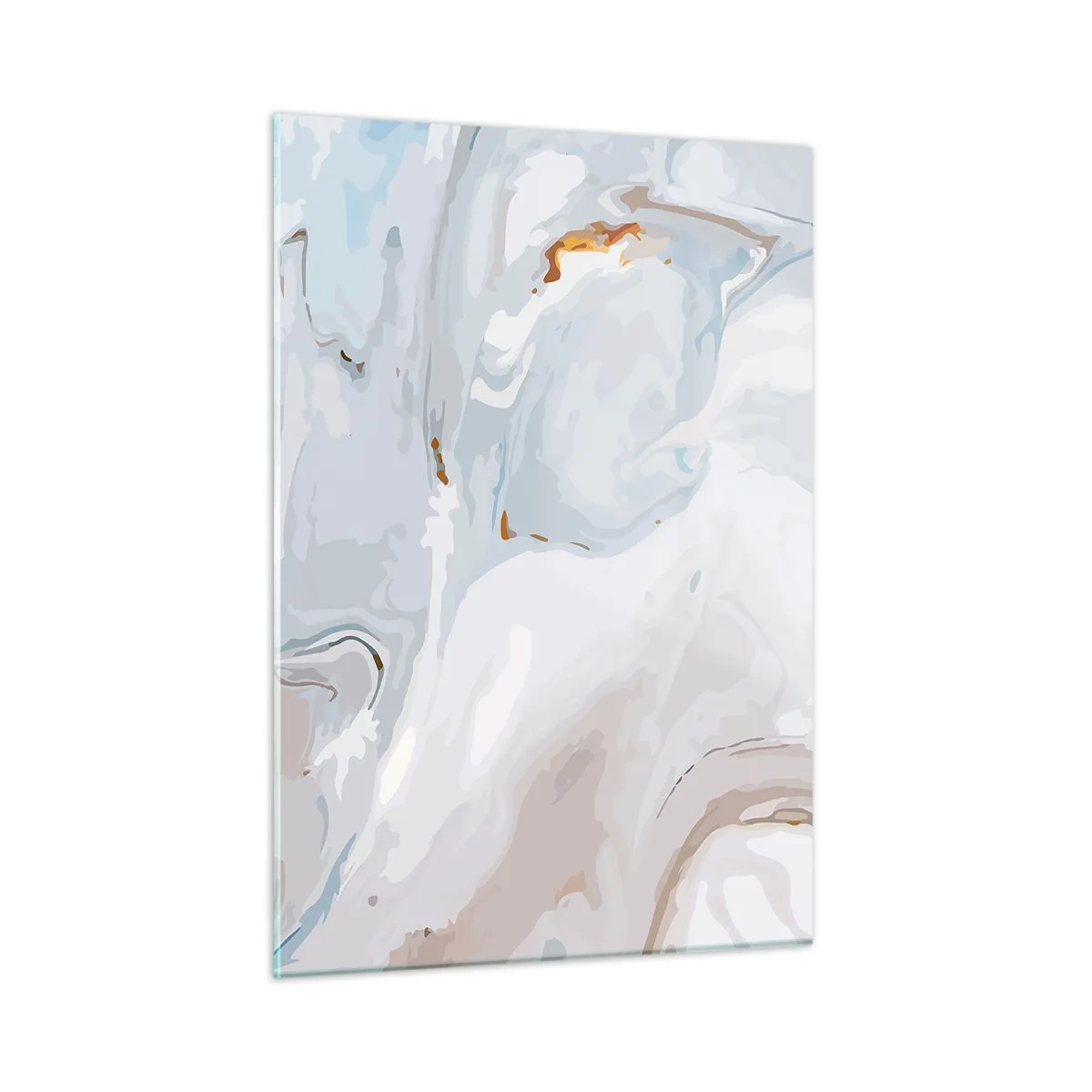 Cuadro sobre vidrio - Impresiones sobre Vidrio - Un sutil patrón de mármol en tonos de azul y blanco. - 50x70cm - Blanco fusión - Decoración de pared moderna para salón y dormitorio ARTTOR