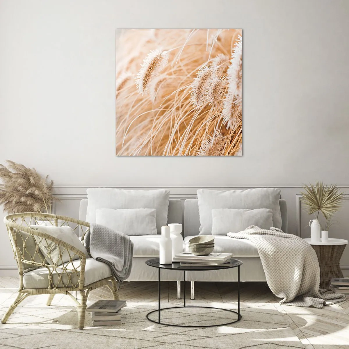 Cuadro sobre vidrio - Impresiones sobre Vidrio - El dorado susurro de las hierbas - 40x40 cm