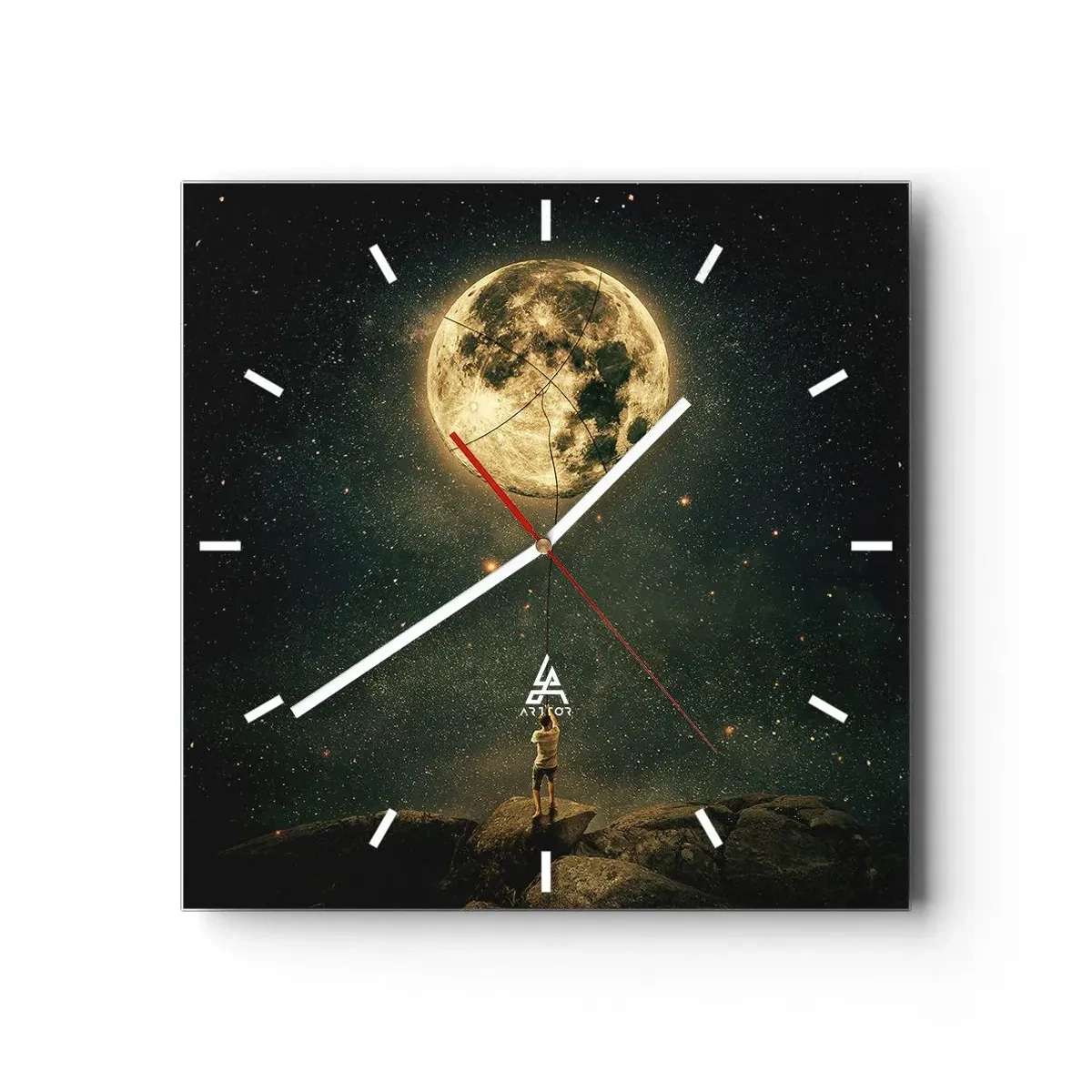 Reloj de pared - Reloj de vidrio - El que robó la luna - 40x40 cm