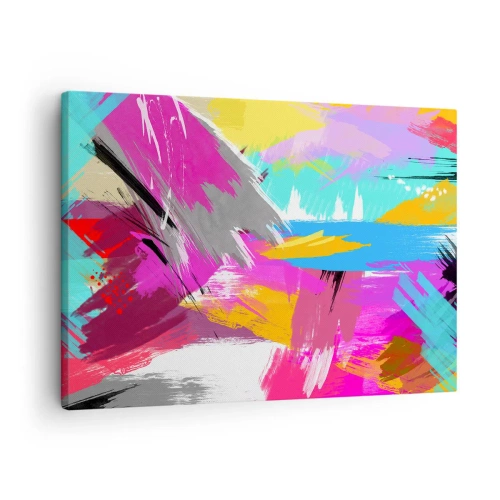 Cuadro sobre lienzo - Impresión de Imagen - Abstracción dinámica en colores intensos - 70x50cm - Abstracción colorida - Decoración de pared moderna para salón y dormitorio ARTTOR