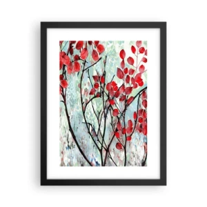 Póster en marco negro - Un árbol en escarlata - 30x40 cm