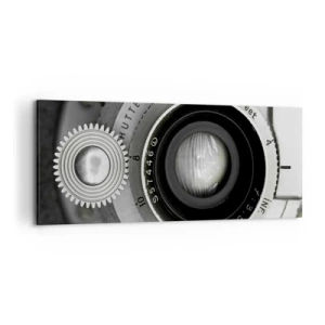 Cuadro sobre lienzo - Impresión de Imagen - La lente de una cámara antigua - 120x50cm - Una historia de Hollywood - Decoración de pared moderna para salón y dormitorio ARTTOR