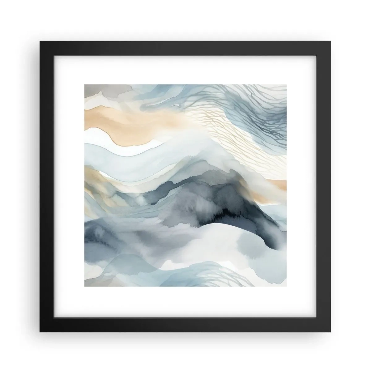 Póster en marco negro - Abstracción de nieve y niebla - 30x30 cm
