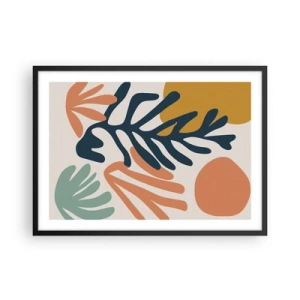 Póster en marco negro - Hojas coloridas en estilo abstracto. - 70x50cm - Mares de coral - Decoración de pared moderna para salón y dormitorio ARTTOR
