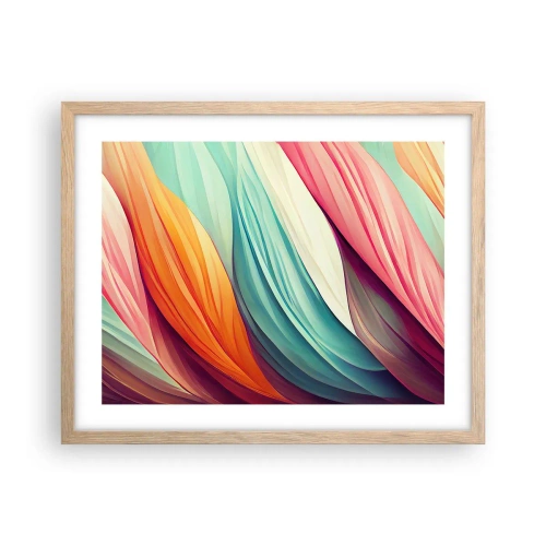 Póster en marco roble claro - Tejido arco iris - 50x40 cm