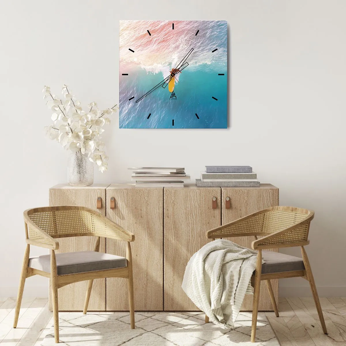 Reloj de pared - Reloj de vidrio - Jinete del océano - 40x40 cm