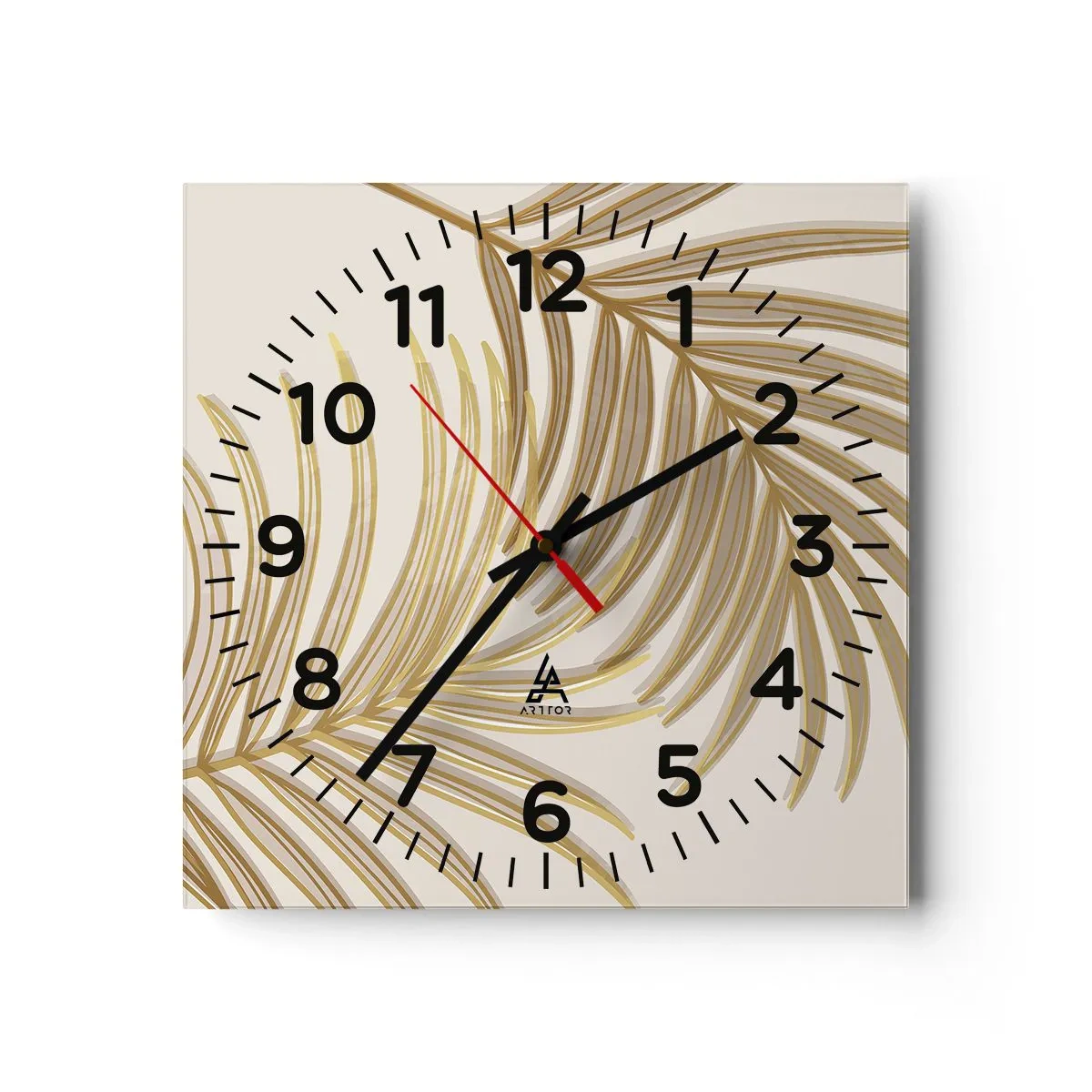 Reloj de pared - Reloj de vidrio - Palma de Oro - 40x40 cm