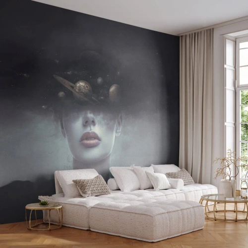 Fotomural personalizado Premium Canvas - Y los planetas sienten... - Abstracción, cara de mujer, Cosmos
