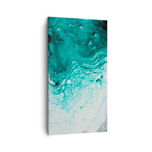 Cuadro sobre lienzo - Impresión de Imagen - Disolución en blanco y turquesa - 45x80 cm