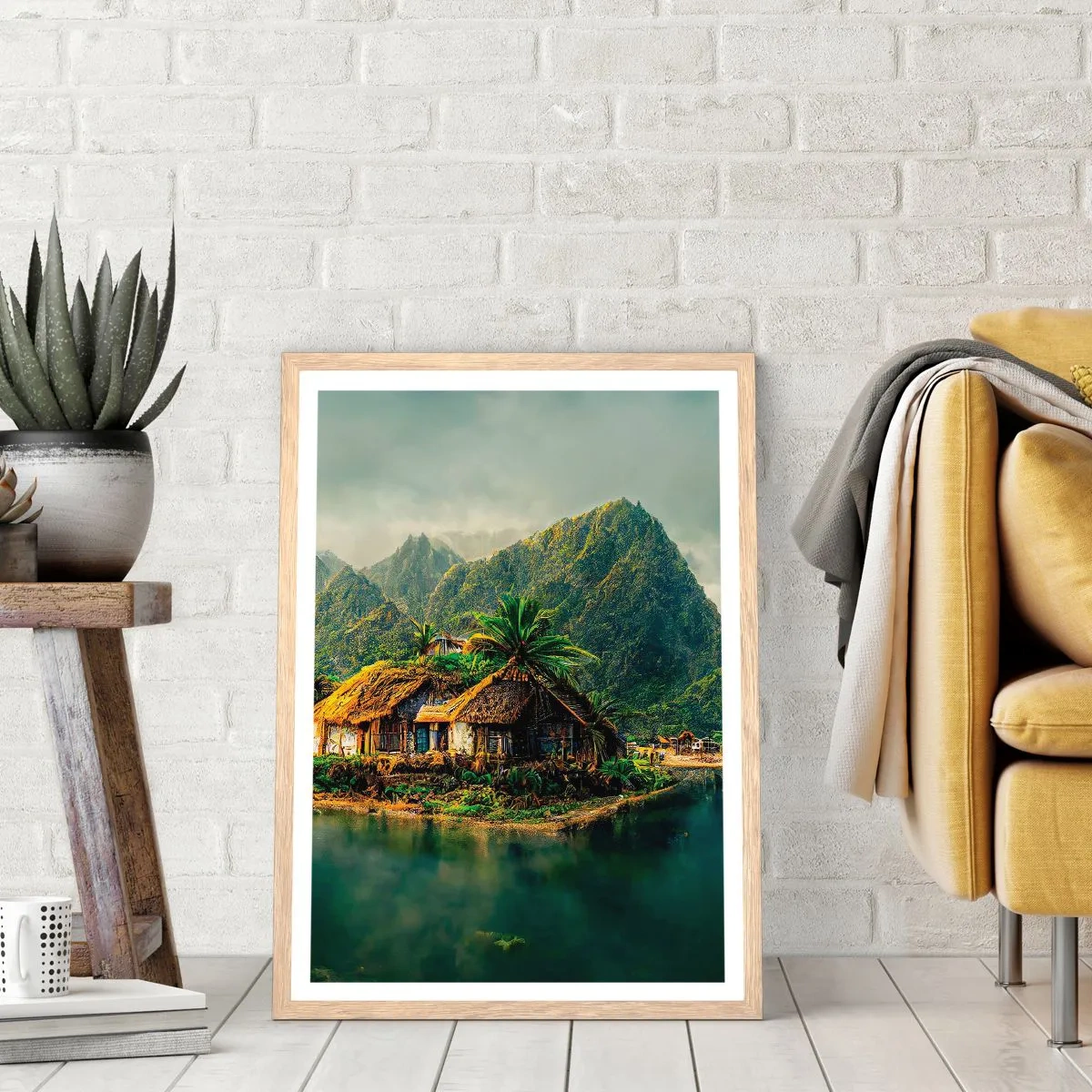 Póster en marco roble claro - Paraíso tropical - 40x50 cm