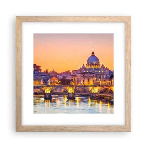 Póster en marco roble claro - Crepúsculo sobre la Ciudad Eterna - 30x30 cm