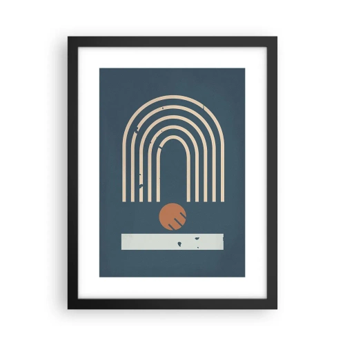 Póster en marco negro - Geometría sobre azul marino - 30x40 cm
