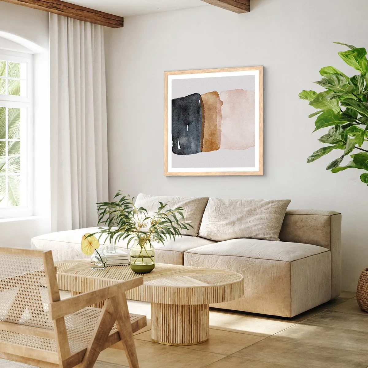 Póster en marco roble claro - Una composición de colores tierra - 40x40 cm