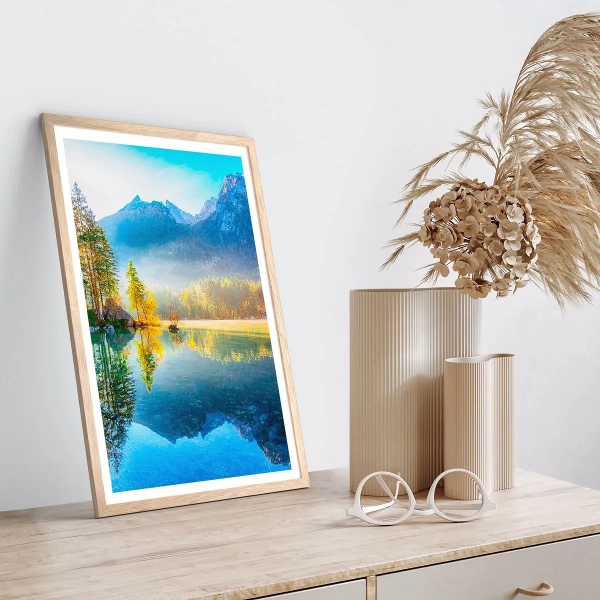 Póster en marco roble claro - Majestuosidad y dulzura - 70x100 cm