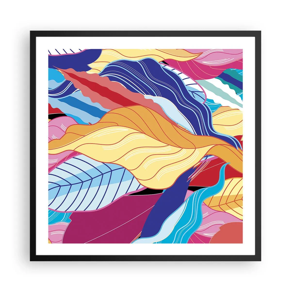 Póster en marco negro - Desorden colorido - 60x60 cm