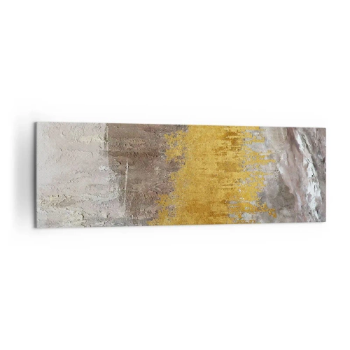 Cuadro sobre lienzo - Impresión de Imagen - Patrón abstracto dorado y beige - 160x50cm - Una ráfaga dorada - Decoración de pared moderna para salón y dormitorio ARTTOR