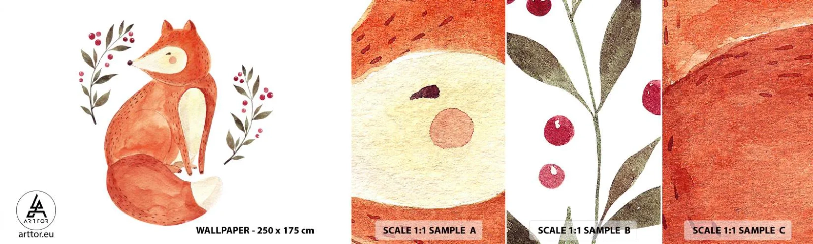 Muestra De Fotomural Standard Eco - Pequeño pelirrojo - Para niños, Zorro, Cuento de hadas - 100x30 cm