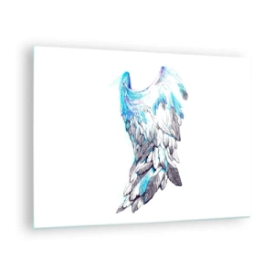 Cuadro sobre vidrio - Impresiones sobre Vidrio - Alas de ángel en tonos azules y grises. - 70x50cm - Necesito alas - Decoración de pared moderna para salón y dormitorio ARTTOR