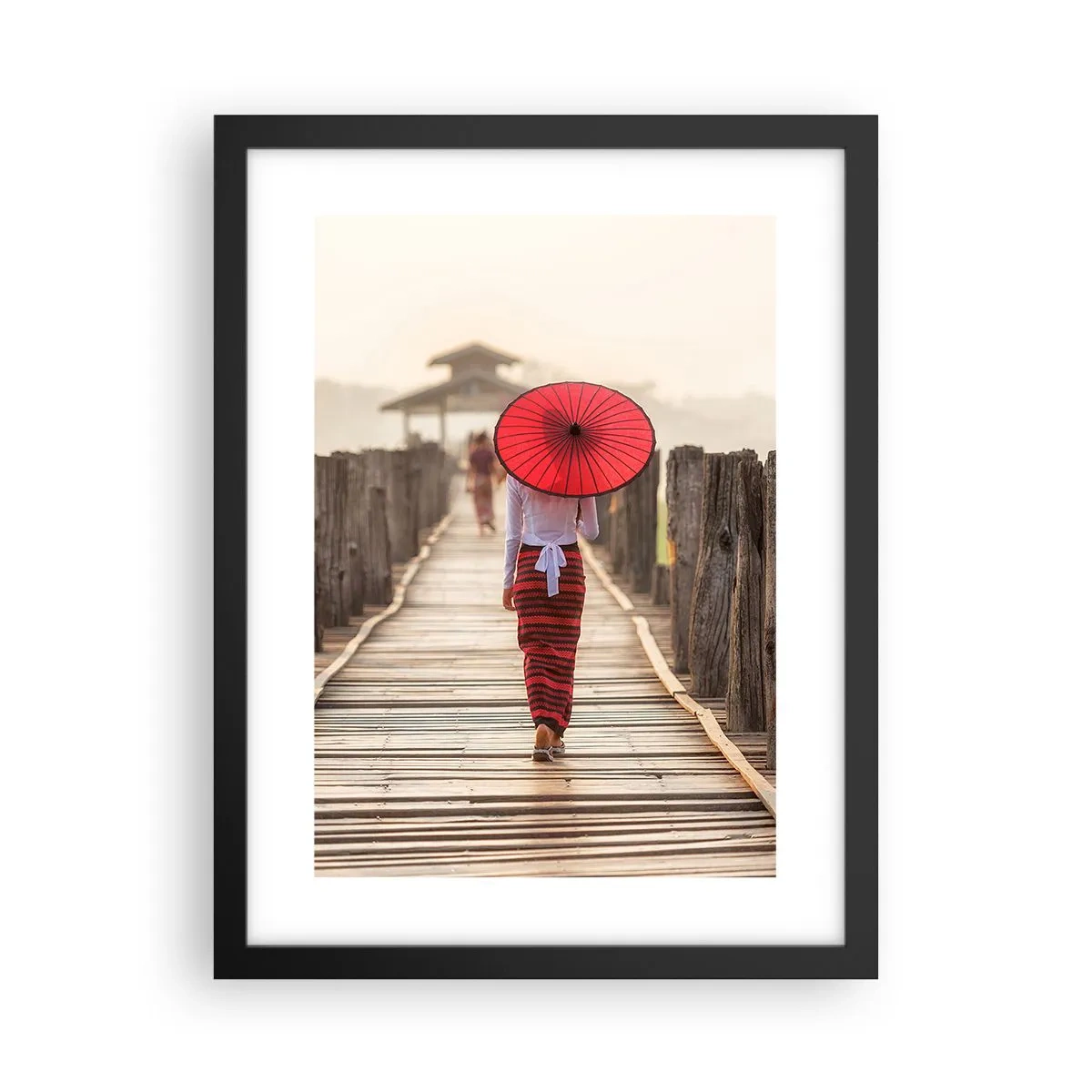 Póster en marco negro - En un viejo puente - 30x40 cm