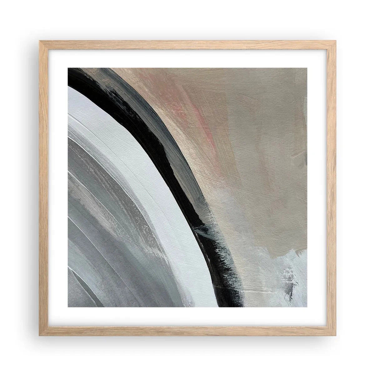 Póster en marco roble claro - Composición: un arco negro y gris - 50x50 cm