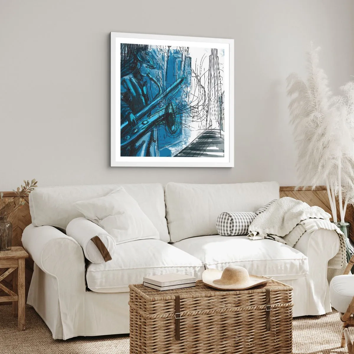 Póster en marco blanco - Rapsodia urbana - 30x30 cm