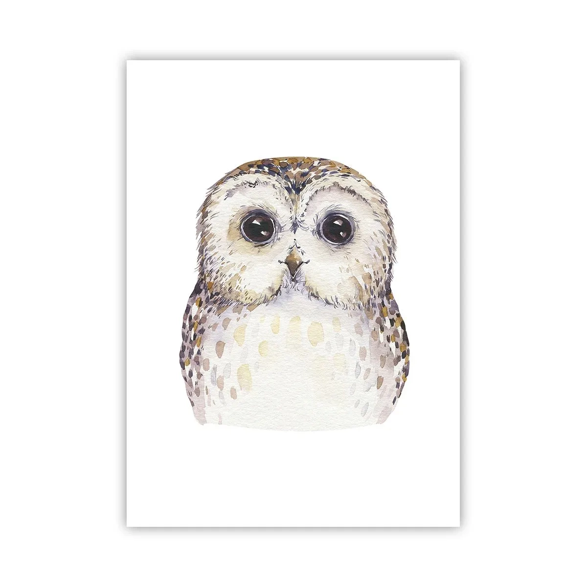 Póster - Un encantador retrato en acuarela de un búho. - 50x70cm - Mírame a los ojos - Decoración de pared moderna para salón y dormitorio ARTTOR