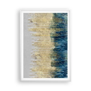 Póster en marco blanco - Frontera de líneas doradas - 70x100 cm