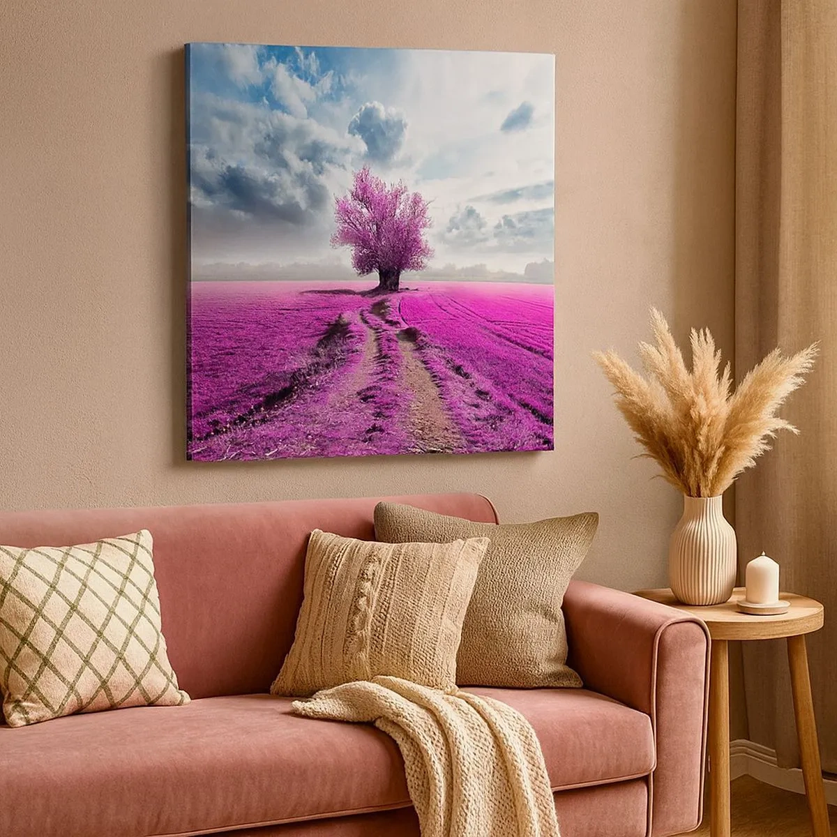 Cuadro sobre lienzo - Impresión de Imagen - El brezal - un encanto - 30x30 cm