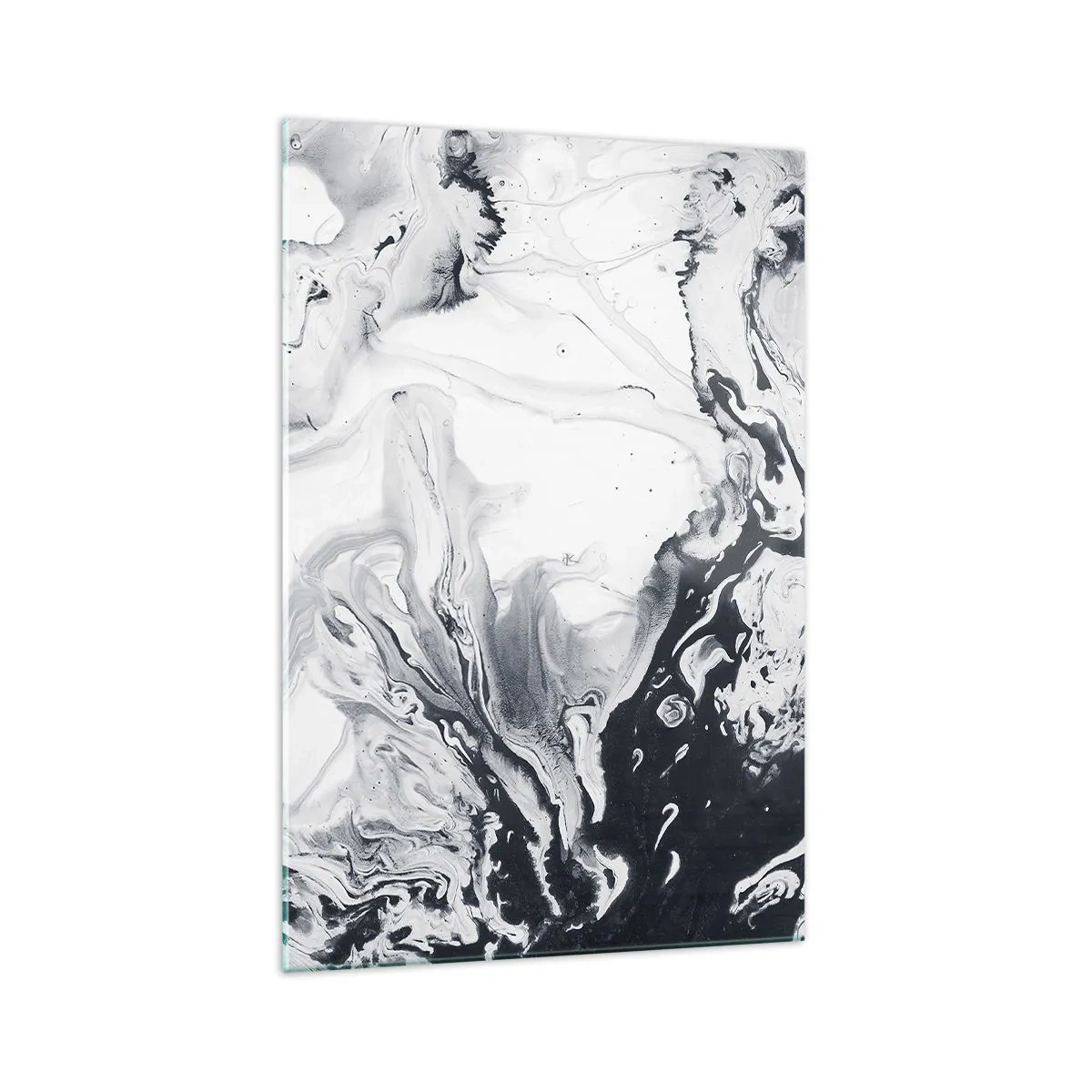 Cuadro sobre vidrio - Impresiones sobre Vidrio - Patrón abstracto monocromático con efecto mármol. - 70x100cm - Dentro de la Tierra - Decoración de pared moderna para salón y dormitorio ARTTOR