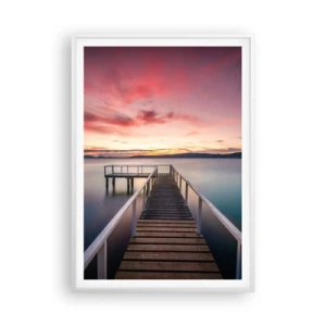 Póster en marco blanco - La suave llama del atardecer - 70x100 cm