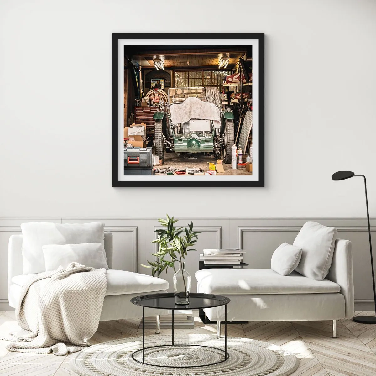 Póster en marco negro - Volver al pasado - 60x60 cm