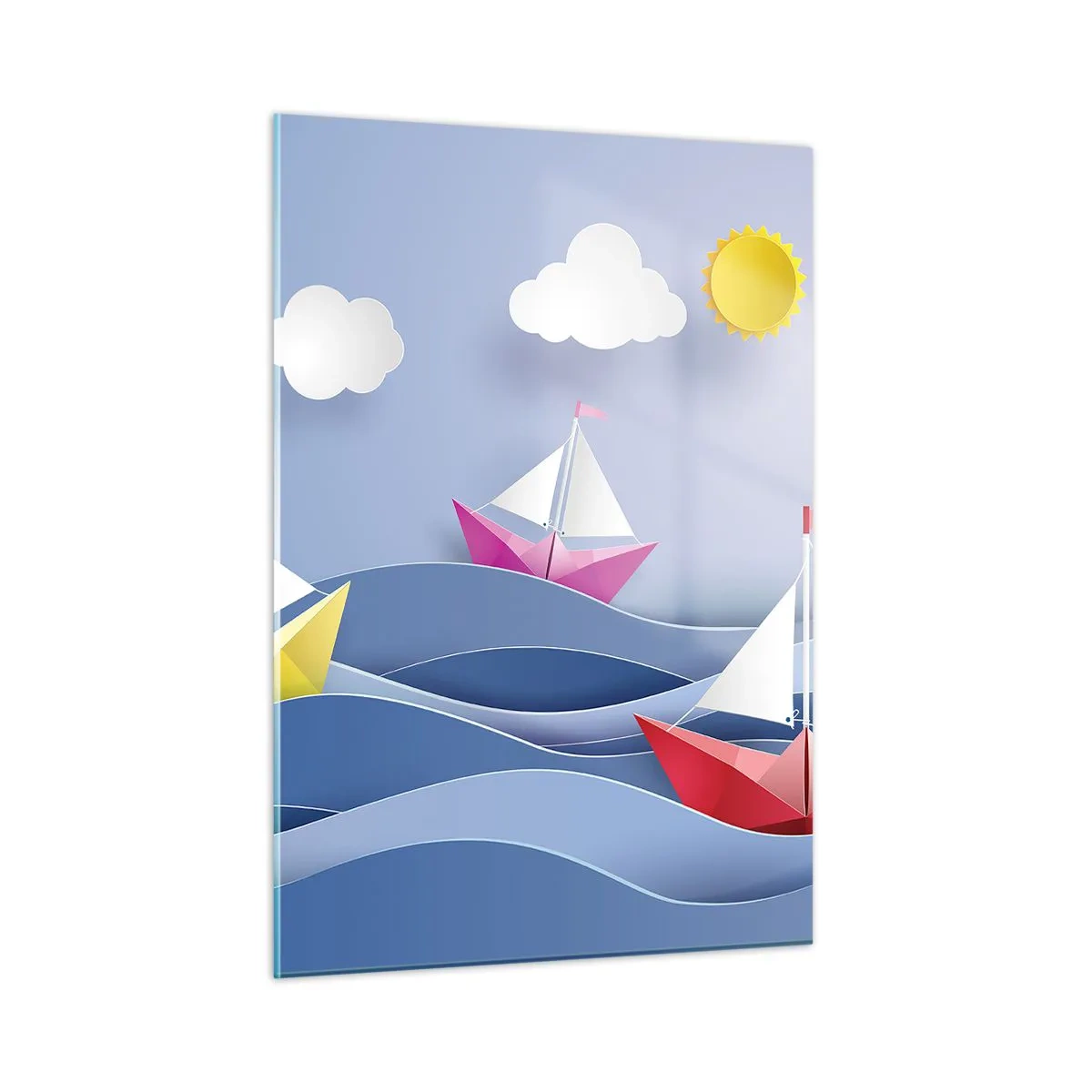Cuadro sobre vidrio - Impresiones sobre Vidrio - Oh, qué bonito es mecerse en las olas. - 50x70cm - Oh, qué agradable es balancearse entre las olas - Decoración de pared moderna para salón y dormitorio ARTTOR