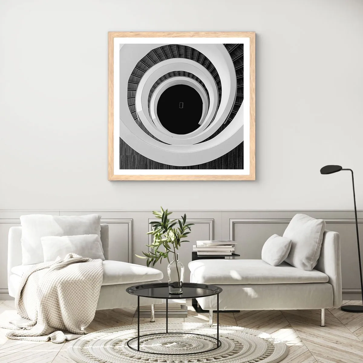 Póster en marco roble claro - Hacia el origen - 50x50 cm