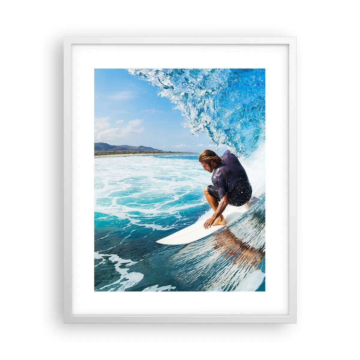 Póster en marco blanco - Bailando con las olas - 40x50 cm